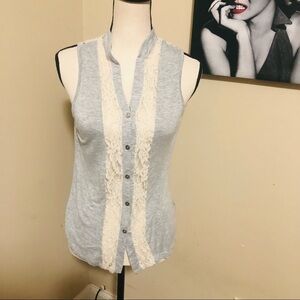 Mauve Sleeveless Lace Accent Top